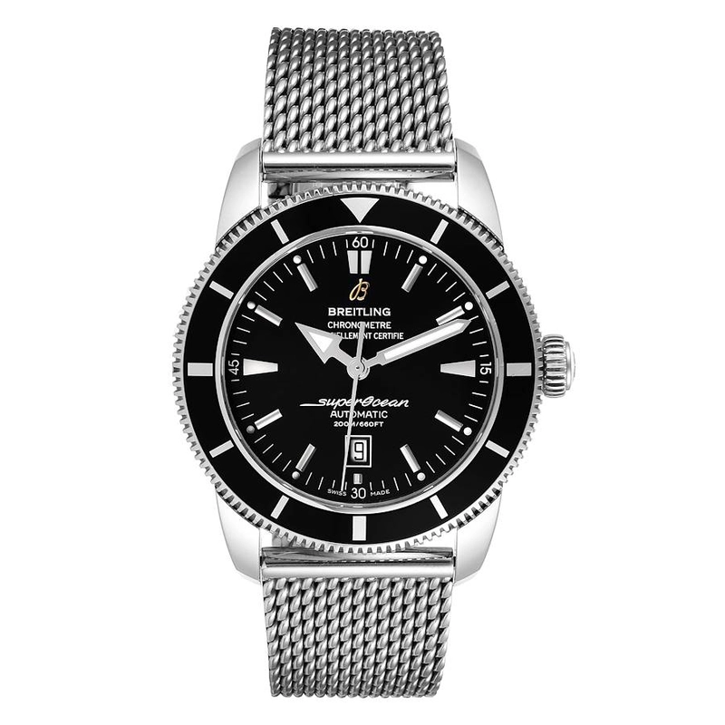 Breitling Superocean Heritage Black Dial on Mesh / Steel Bracelet Ref. A17320 with Box