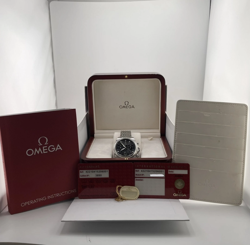 Omega De Ville Co-Axial Grey Dial on Stainless Steel Bracelet Ref. 422.10.41.52.06.001 Complete Open Date view 7