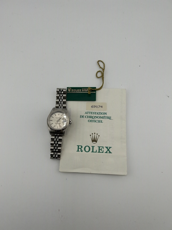 Rolex Datejust Lady Silver Stick Dial on Jubilee Ref. 69174 Papers 1991 view 7