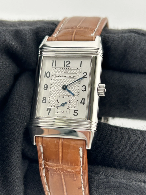 Jaeger Le Coultre Reverso Classic Grande Taille Silver Dial on Leather Strap Ref. 252.8.71 with Box view 3