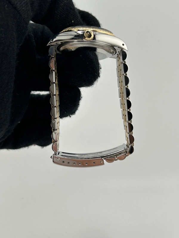 Rolex Oyster Perpetual Date Champagne Stick Dial on 2 Tone Jubilee D Link Bracelet Ref. 15223 1989 view 6