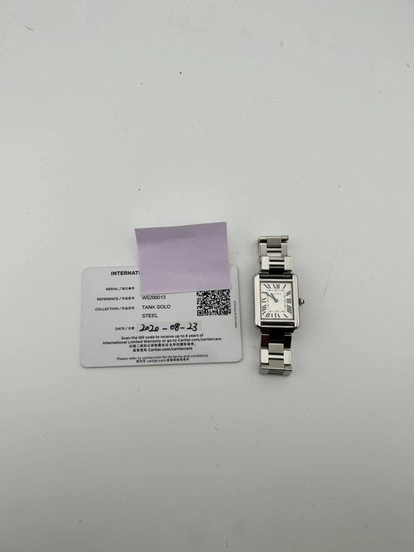 Cartier Tank Solo Silver Roman Dial on Stainless Steel Ref. W5200013 Card 2020 view 7