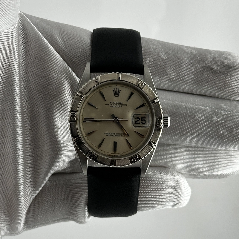 Rolex Datejust Silver Dial on Generic Leather Band Ref. 1625 1960
