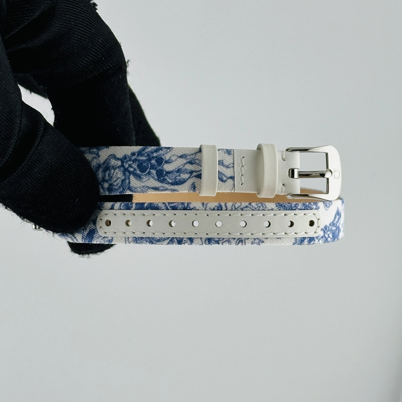 Omega De Ville Mini Tr√©sor Quartz White / Blue Roman Markers Dial on Fabric Strap Ref. 428.17.26.60.04.001 Card Open Date view 4
