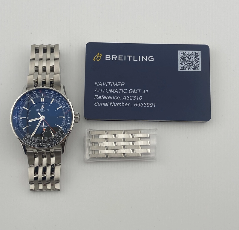 Breitling Navitimer Automatic Gmt Black Dial on Stainless Steel Bracelet Ref. A32310251B1A1 Card Open Date view 7
