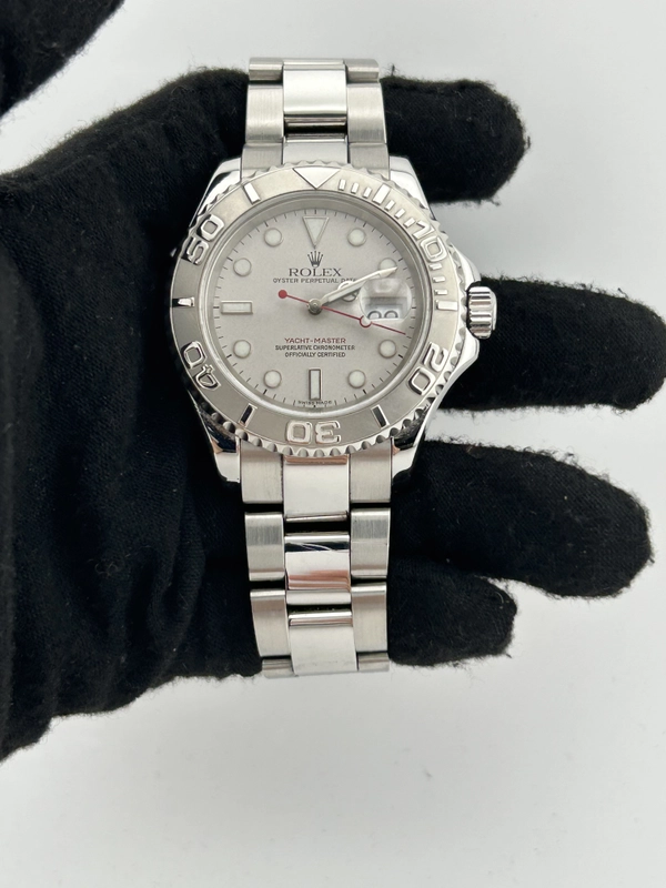 Rolex Yacht Master Platinum Dial on Oyster Steel Bracelet Ref. 16622 Papers 2000 view 2