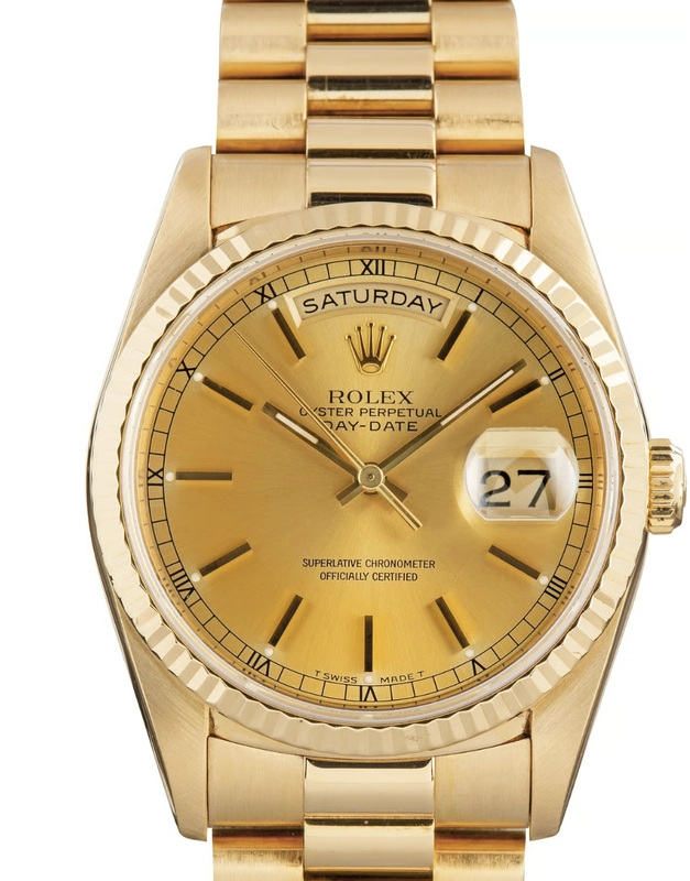 Rolex Daydate Champagne Stick Dial on President Ref. 18238 Papers 1991