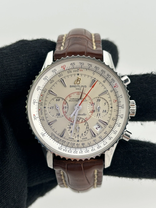 Breitling Montbrilliant Creme Dial on Leather Ref. AB0131 Papers 2012 view 2