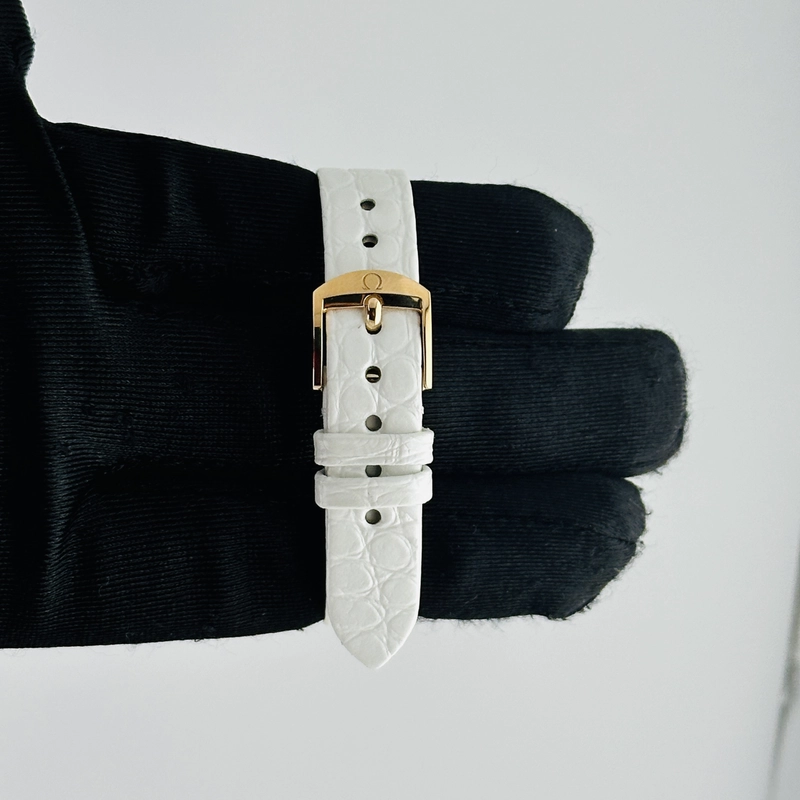 Omega De Ville Prestige White Mop Dial on Leather Ref. 424.53.27.60.55.002 Card Open Date view 2