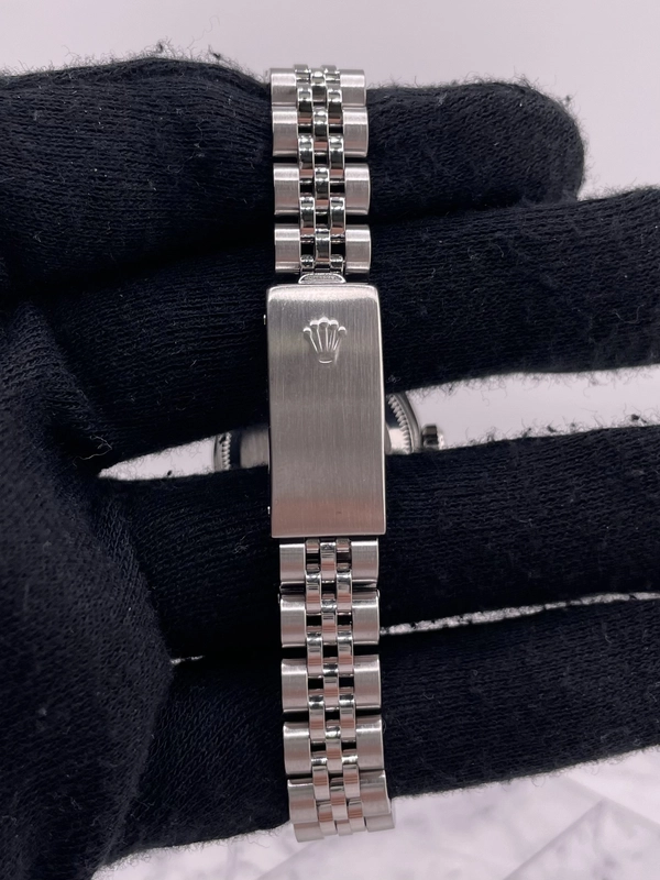 Rolex Oyster Perpetual Date Silver Stick Dial on Jubilee Ref. 79190 Papers Open Date view 4