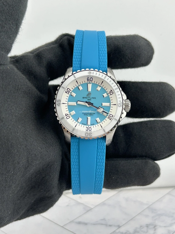 Breitling Superocean Automatic Turquoise Dial on Rubber Strap Ref. A17377211C1S1 Card 2026 view 2