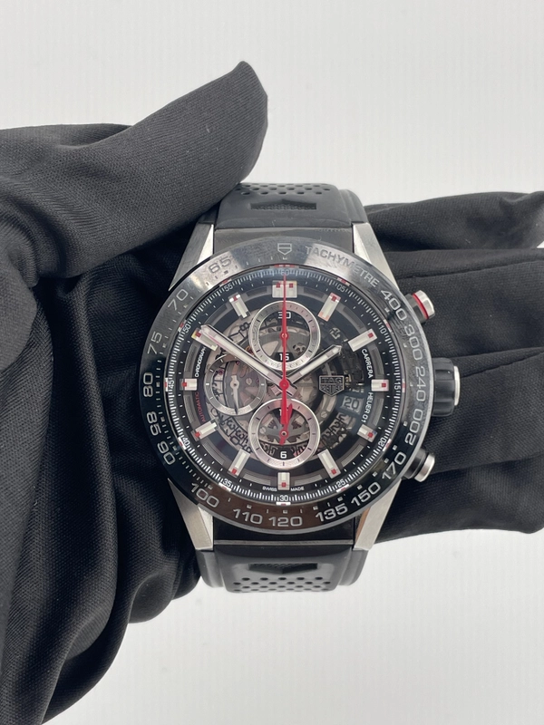 Tag Heuer Carrera Calibre Skeletonized Dial on Rubber Strap Ref. CAR2A1Z/0 Complete 2019 view 2