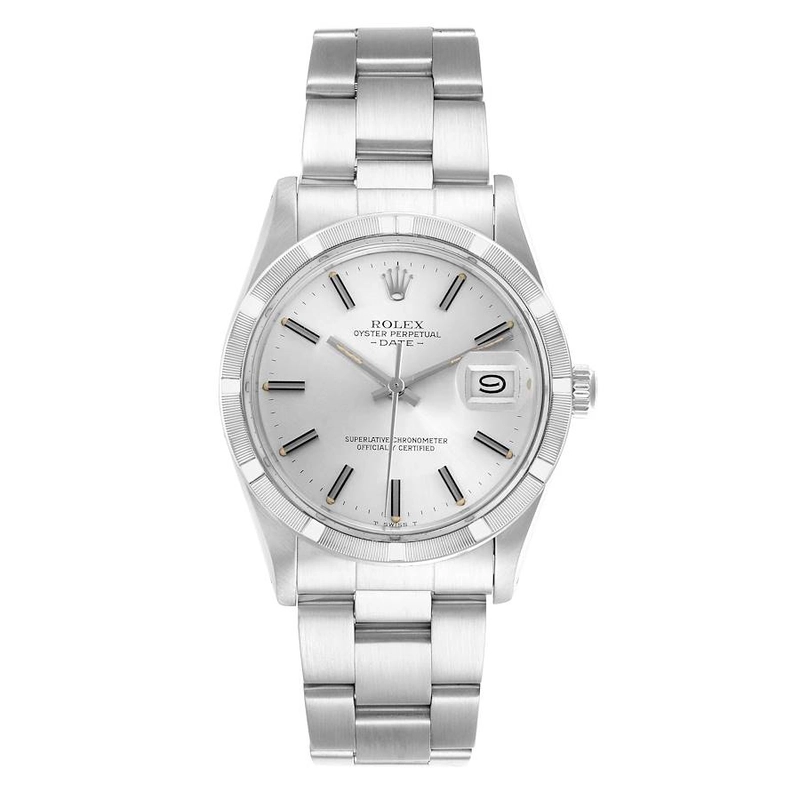 Rolex Oyster Perpetual Date Silver Stick Dial on Oyster Bracelet Ref. 15010 1983