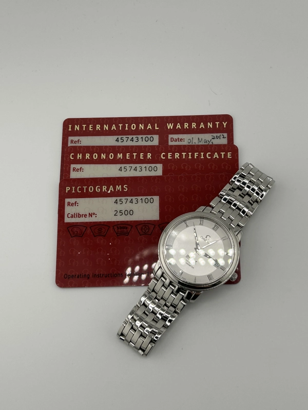 Omega De Ville Prestige Silver Dial on Stainless Steel Bracelet Ref. 4574.31 Card 2012 view 8