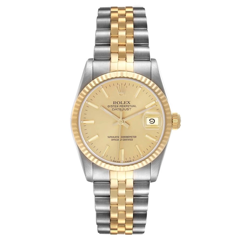 Rolex Datejust Champagne Stick Dial on D Link Jubilee Bracelet Ref. 68273 1988