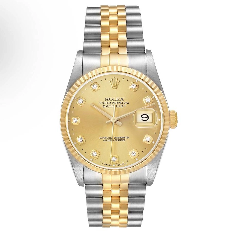 Rolex Datejust Champagne Diamond Dial on D Link Jubilee Ref. 16233 Papers 1995