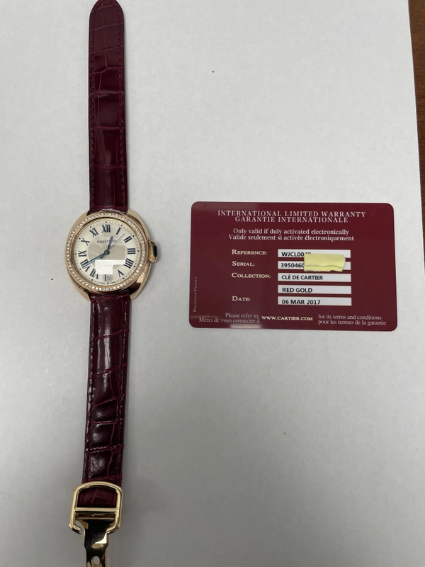 Cartier Cle Silver Dial on Leather Ref. 3950 Card 2017 view 4