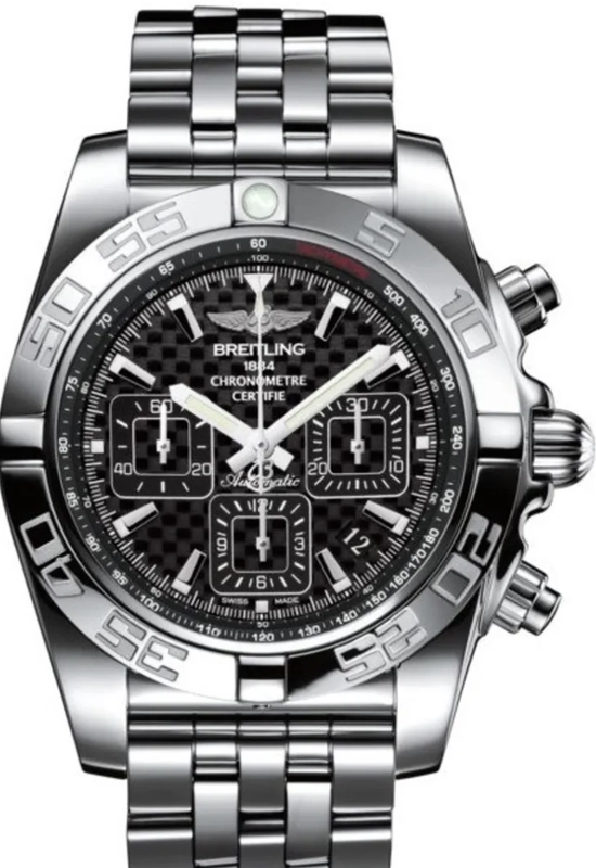 Breitling Chronomat Black Carbon Dial on Stainless Steel Ref. AB0110/AB0110121B2A1 Card 2018