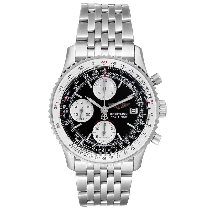 Breitling Navitimer Fighter Black Dial on Stainless Steel Bracelet Ref. A13330 Card 2001