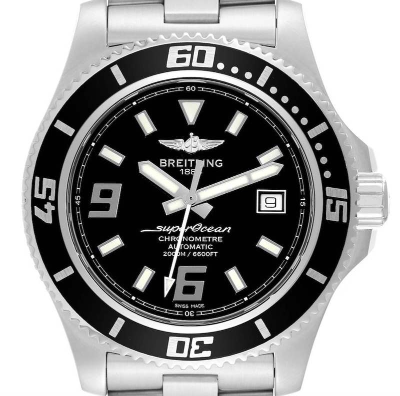 Breitling Superocean 44 Black Arabic Numerals Dial on Stainless Steel Bracelet Ref. A17391/A188B77PRS Complete 2013