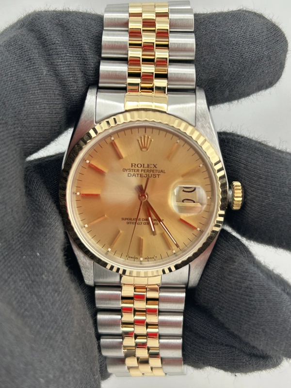 Rolex Datejust Gold Dial on Jubilee Ref. 16233 Papers 1994 view 2