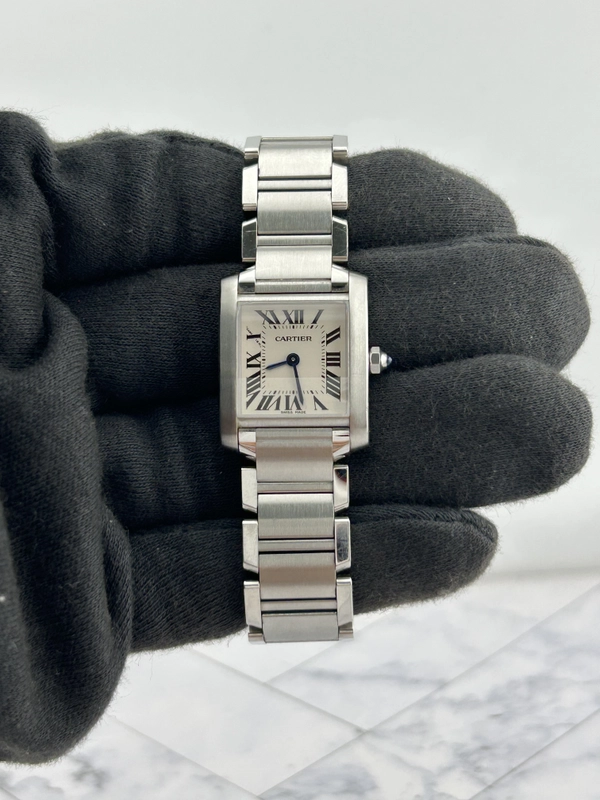 Cartier Tank Francaise Small White Roman Dial on Stainless Steel Ref. 2384 / W51008Q3 view 2