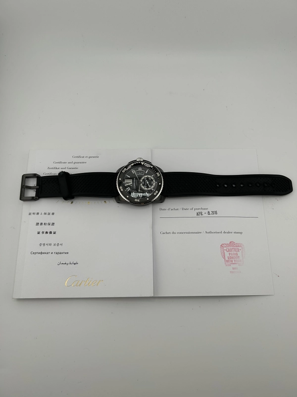 Cartier Calibre de Cartier Diver Black Roman Numerals Dial on Black Rubber Band Ref. WSCA0006 Papers 2016 view 7