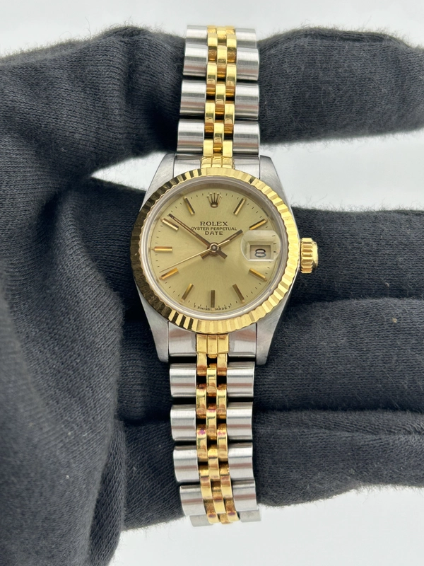 Rolex Datejust Lady Champagne Stick Dial on 2 Tone D Link Jubilee Ref. 69173 1986 view 2