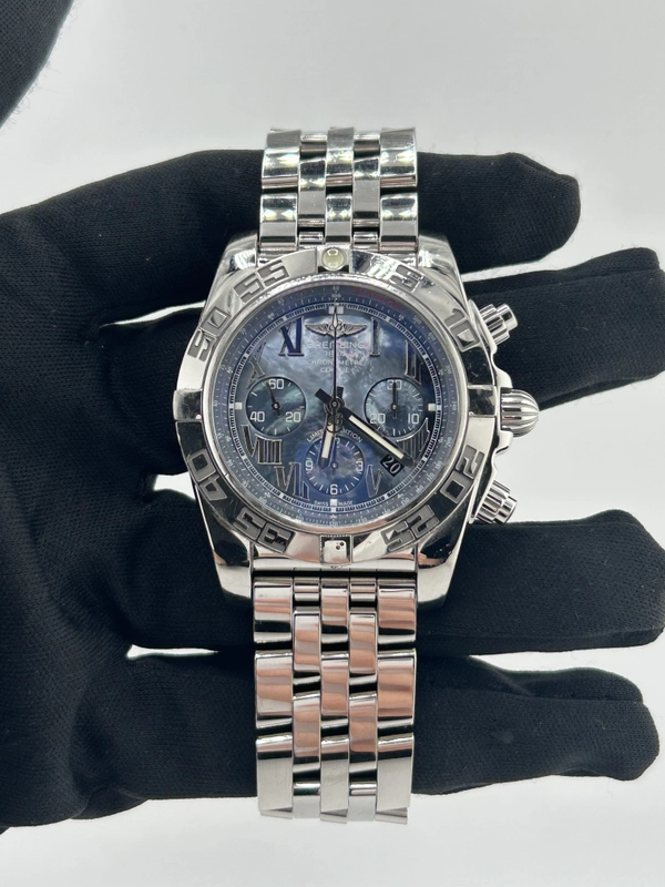 Breitling Chromomat 01 Blue Mop Dial on Stainless Steel Bracelet Ref. AB01111A/BG64 Complete 2016 view 2