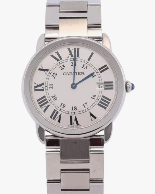 Cartier Ronde Solo Silver Roman Numerals Dial on Stainless Steel Bracelet Ref. W6701005 Card 2016