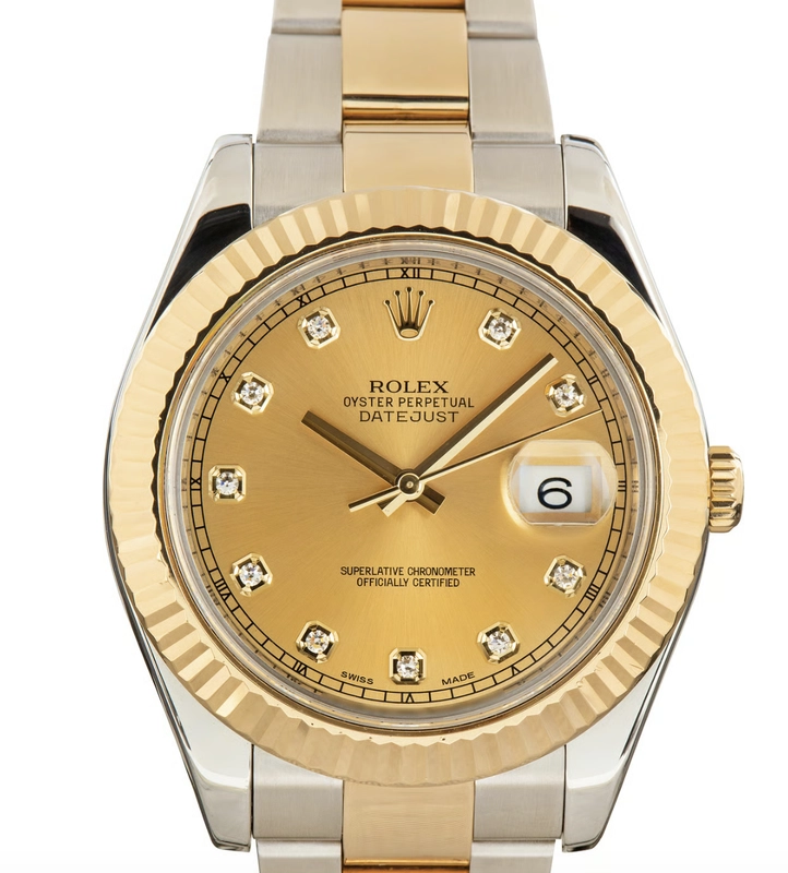 Rolex Datejust II Champagne Diamond Dial on Oyster Ref. 116333 Card 2019
