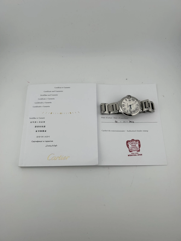 Cartier Ballon Bleu Silver Roman Numerals Dial on Stainless Steel Bracelet Ref. W6920046 Papers 2016 view 7