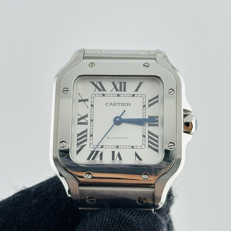 Cartier Santos Medium Silver Roman Dial on Stainless Steel Bracelet Ref. 4075 / WSSA0029 Complete 2024 view 3