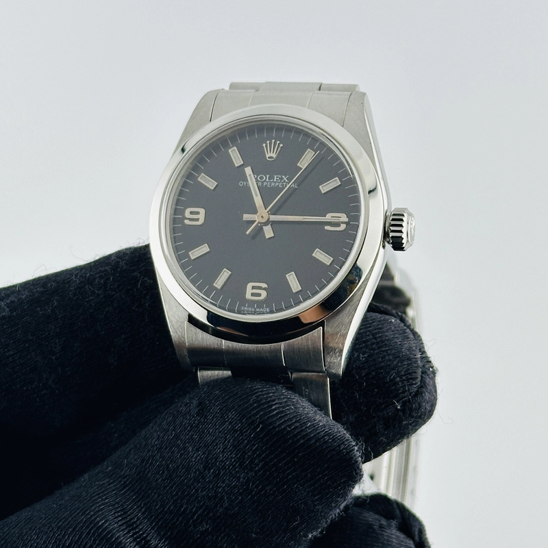 Rolex Oyster Perpetual Black Dial on Oyster Ref. 77080 Papers 2000 view 3
