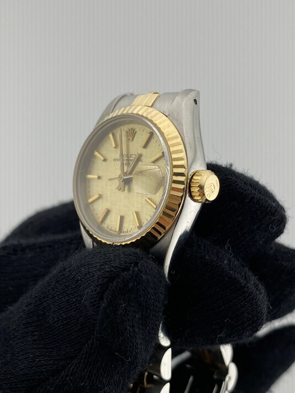 Rolex Datejust Lady Champagne Linen Stick Dial on Jubilee Ref. 69173 view 3