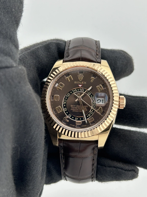 Rolex Sky-Dweller Chocolate Arabic Numerals Dial on Brown Alligator Leather Strap Ref. 326135 Card 2017 view 2