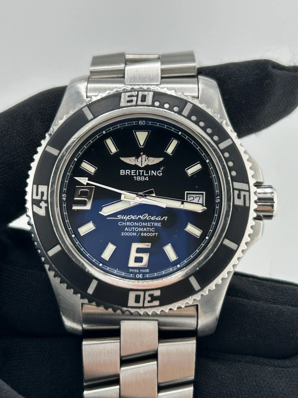Breitling Superocean 44 Black Arabic Numerals Dial on Stainless Steel Bracelet Ref. A17391/A188B77PRS Complete 2013 view 3