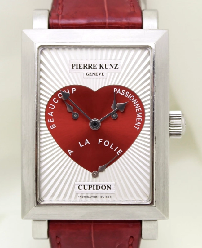 Pierre Kunz Cupidon Red Heart Dial on Leather Ref. PKM102STR Complete 2007