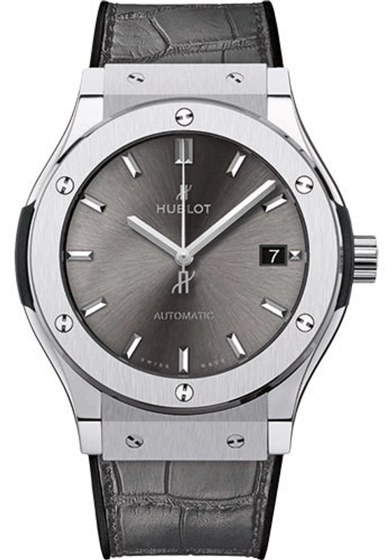 Hublot Classic Fusion Grey Dial on Black Alligator Ref. 511.NX.7071.LR
