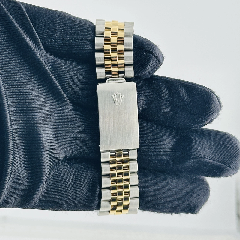 Rolex Datejust Silver / Gold Stick Dial on D Link Jubilee Bracelet Ref. 16013 1987 view 6