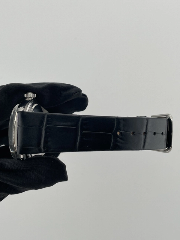 Rolex Datejust Silver Stick Dial on Generic Black Leather Strap Ref. 1601/4 1970 view 5