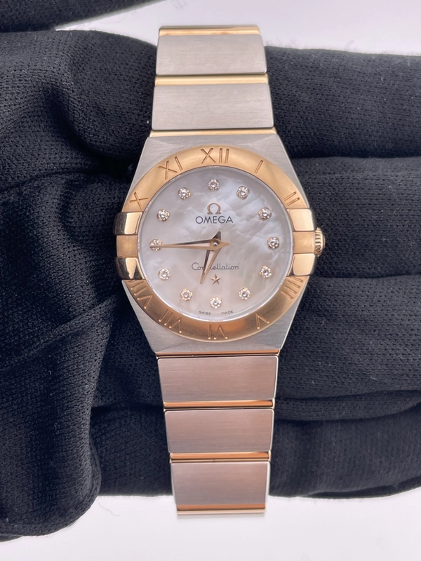 Omega Constellation M.O.P Diamond Dial on Pink Gold & Stainless Steel Bracelet Ref. 123.20.24.60.55.001 view 2