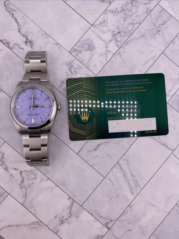 Rolex Oyster Perpetual Lavender Dial on Oyster Ref. 126000 Card 2025 view 6