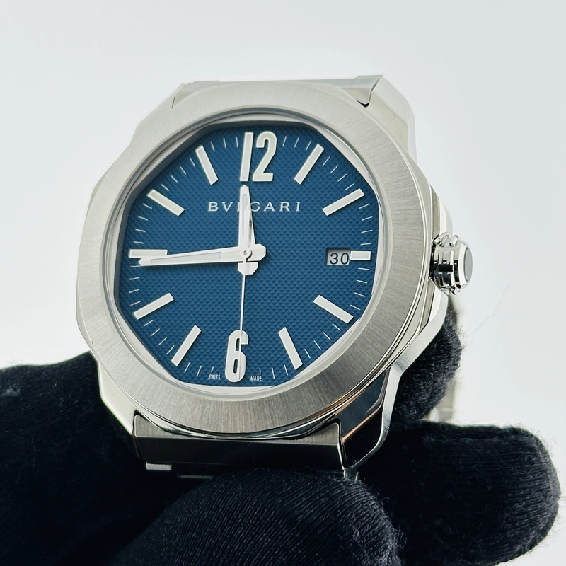 Bvlgari Octo Roma Blue Dial on Bracelet Ref. 103739 Papers 2025 view 3