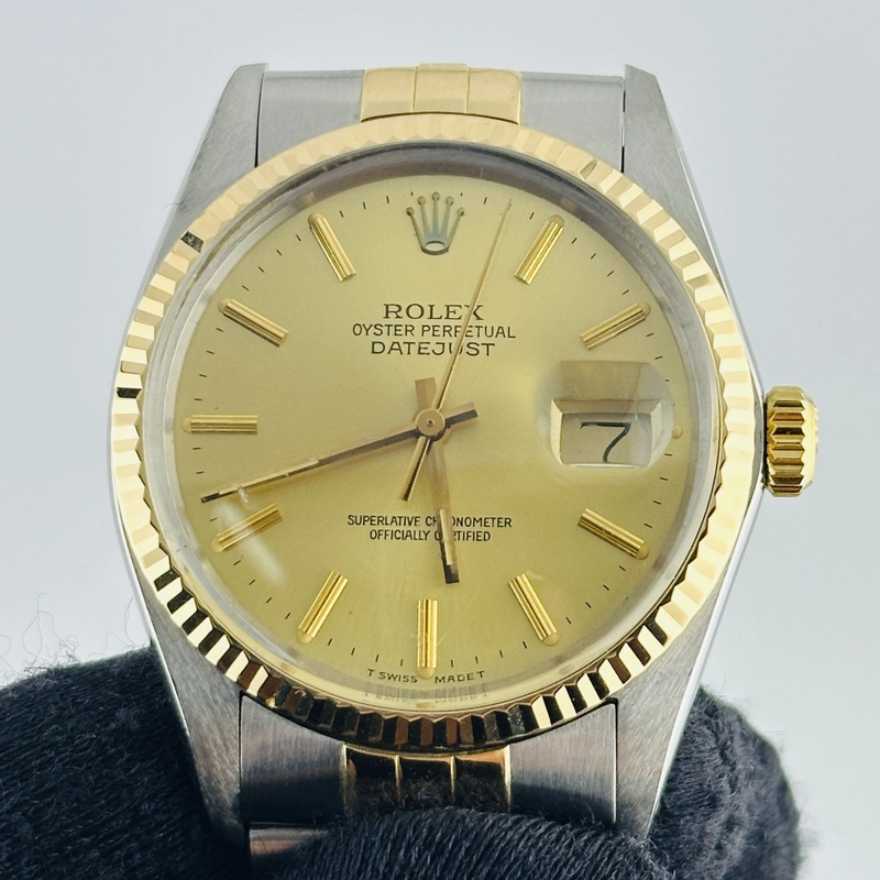 Rolex Datejust Champagne Stick Dial on D Link Jubilee Bracelet Ref. 16013 1986 view 2