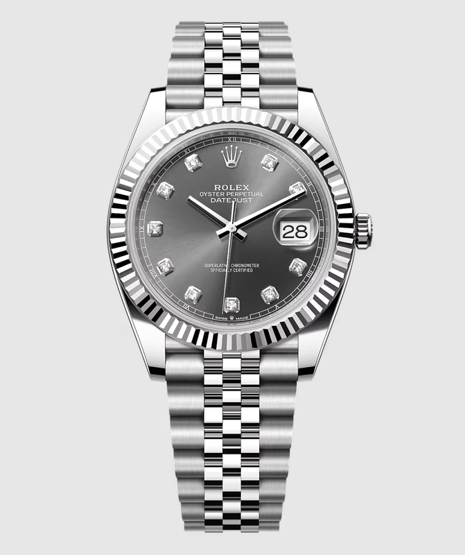 Rolex Datejust Dark Rhodium Diamond Dial on D Link Jubilee Bracelet Ref. 126334 Card 2024