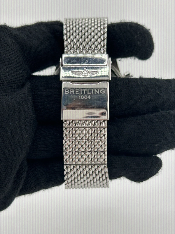 Breitling Transocean Black Dial on Stainless Steel Bracelet Ref. AB0451 view 4