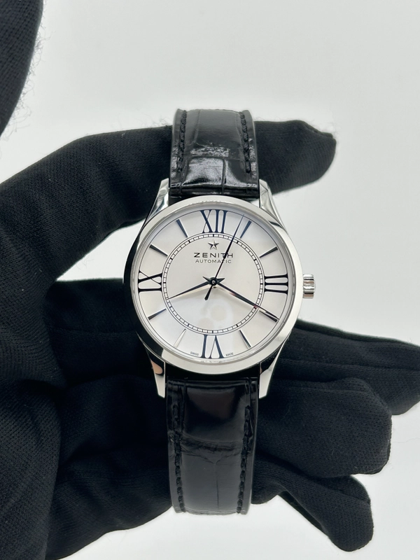 Zenith Elite Ultra Thin Lady White Dial on Black Leather Strap Ref. 03.2310.679 view 2