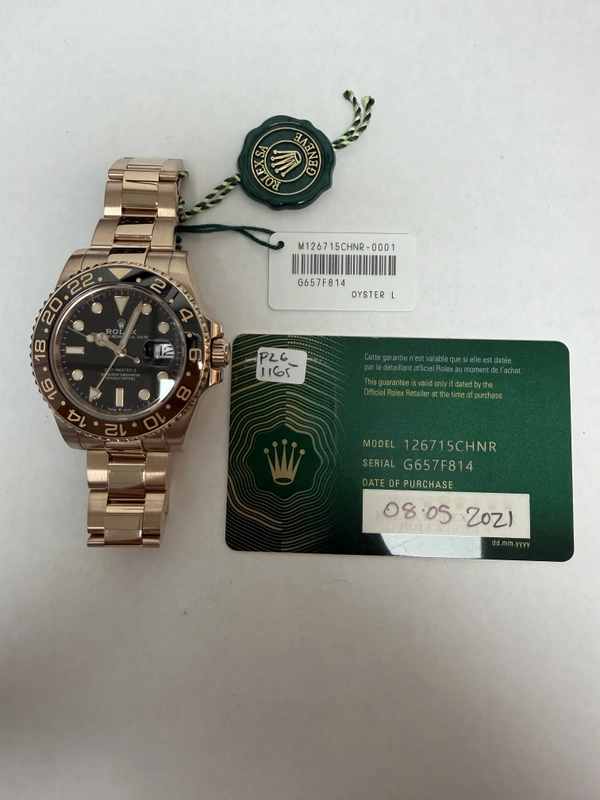 Rolex GMT-Master II "Root Beer" Black Dial on Oyster Ref. 126715CHNR Card 2021 view 5