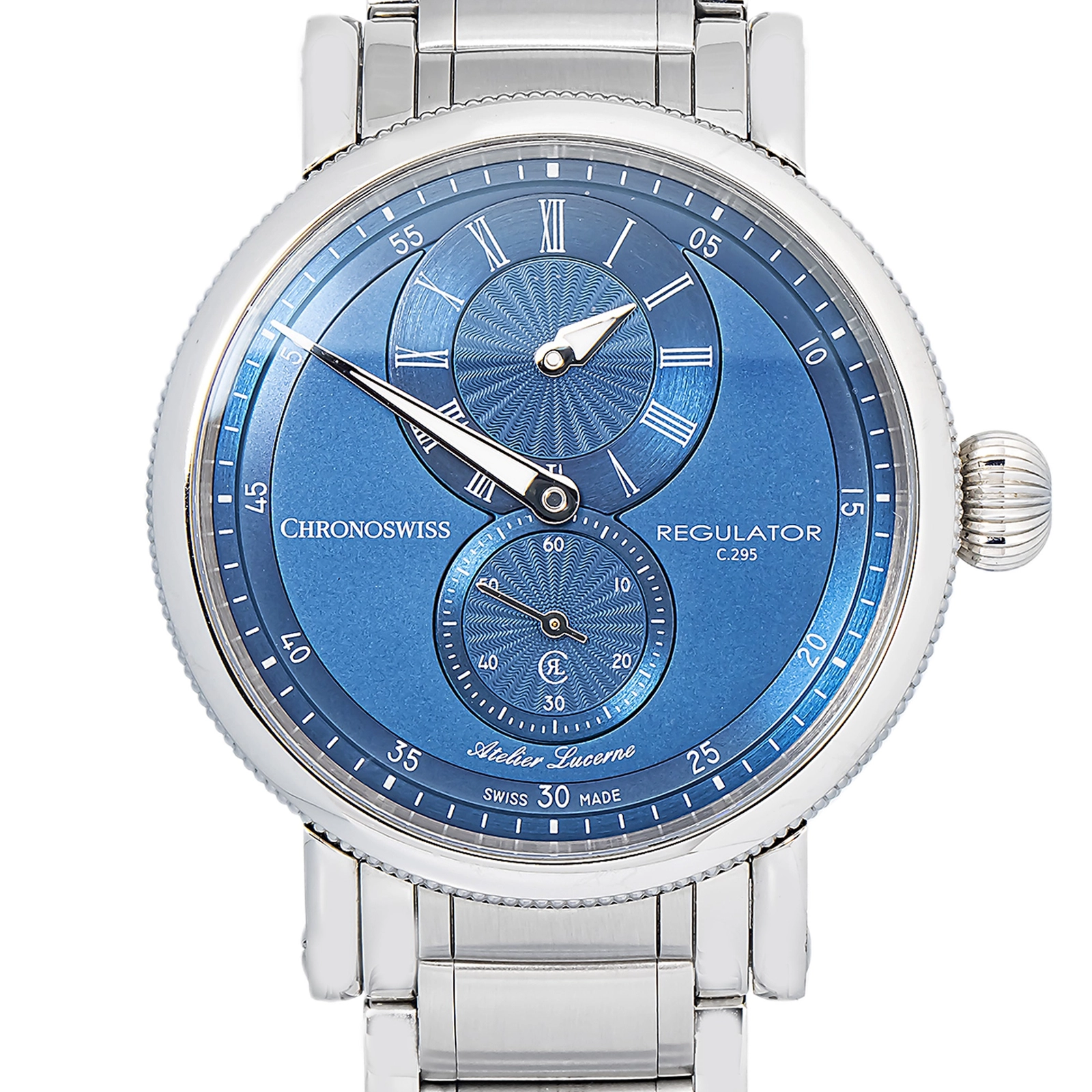 Chronoswiss Regulator Classic Ch-4023-BL/50 CH-4023-BL150 Complete Bracelet Stainless Steel Blue Roman Automatic 38mm — image 2